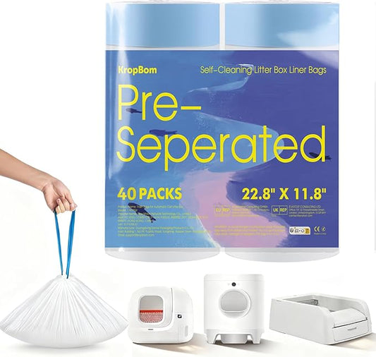 40 Count Automatic Cat Litter Bags Compatible with PURA MAX 2/MAX/X & ScoopFree Clumping, Tear-free & Leak-Proof Self-cleaning Cat Litter Box Waste Bags with Durable Drawstring 22.8" x 11.8"