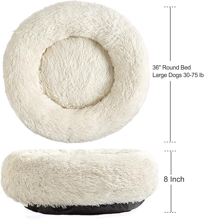 Washable Dog Round Bed - XLarge Donut Dog Bed, Comfy Calming Cuddler