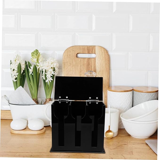 1pc Acrylic Spoon Holder Compartment Utensil Dispenser Kitchen Storage Organizer for Silverware