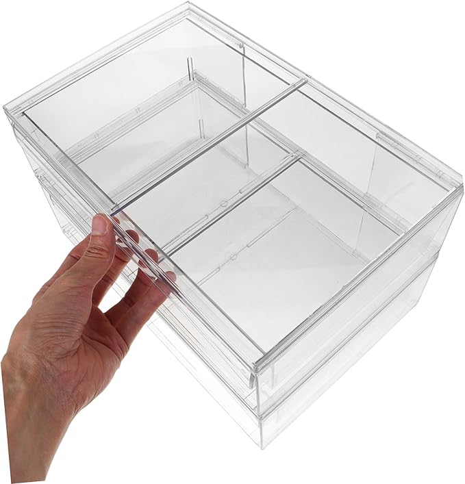 2pcs Acrylic Makeup Storage Organizer Stackable Space-saving Desktop Storage for Cosmetics and Accessories for Neat and Orderly Vanity Bathroom Use