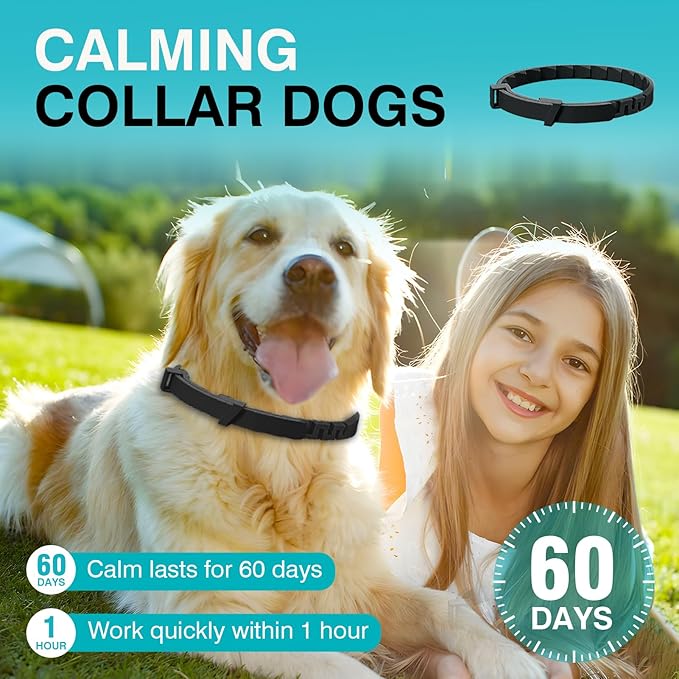 4-Pack Dog Calming Collars – 60-Day Pheromone Calming Collar for Small to Large Dogs, Adjustable 25-Inch Waterproof for Separation & Bad Behavior