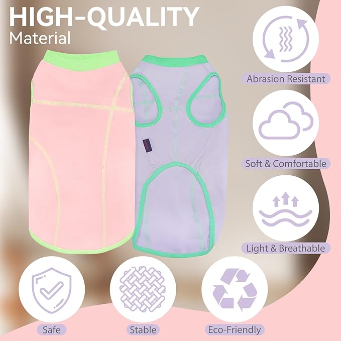 2 Pack Dog Summer Clothes Color Blocking Dog Shirts for Medium/Large Dogs Stretchable Doggy Cooling Vest Breathable Sun Protection Shirt Fashion & Bright Color for Boys Girls