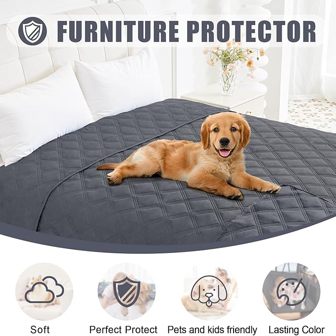Smiry Waterproof Dog Bed Cover Blanket 30x70, Soft Reversible Pet Blanket, Washable Leakproof Cats Dogs Couch Cover for Sofa, Couch, Furniture, Lattice, Dark Grey/Dark Grey