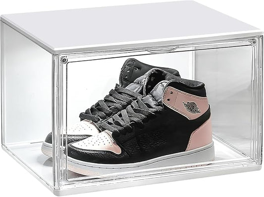 14.17"X10.63"X8.66" Acrylic Display Case with lights, Clear Storage Organizers Box with Magnetic Door, Dustproof Showcase for Handbags, Purses, Boots, Figures, Book