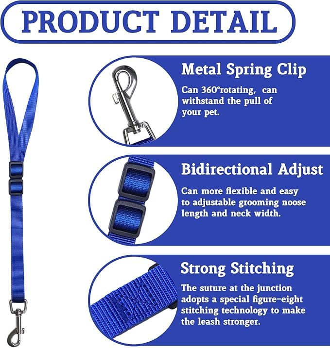 Pet Dog Grooming Loops,2 Pack Adjustable Nylon Restraint Noose Loop, Pet Grooming Arm Accessories Fixed Dog Bathing Safety Tether Straps for Pet Grooming Table Bathtub (Style 2)