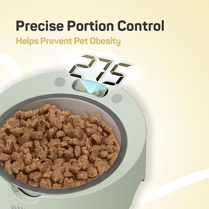 Plike 3-in-1 Smart Pet Bowl with Built-in Digital Food Scale & Removable Slow Feeder Insert, for Precise Portion Control, Healthy Weight Management, and Improved Digestion for Dogs and Cats