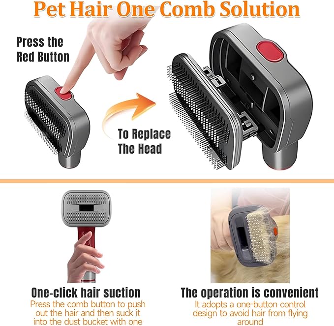 Pet Dog Grooming Attachment Kit, Deshedding Brush Attachment for V15, V11, V10, V8, V7 – Effective Grooming & Cleaning – Hair Grooming Tools for Dog and Cat, 3 Pack
