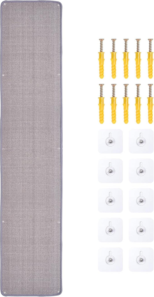 Natural Sisal Cat Scratcher Mat, Wall Scratcher Carpet, Cat Climbing Wall, Large Tall Scratching Post, Sofa Protector, Scratching Mat Pad for Indoor Cats (Gray, 78.7" Lx15.7 W, 1PC)