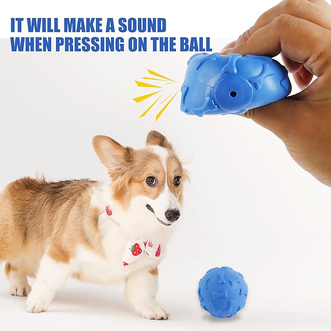Interactive Dog Toys Ball 4 Pack Dog Puzzle Toys, Treat Dispensing Dog Toy, Dog Chew Teething Toys,Dog Squeaky Ball, Dog Rope Ball, for Tooth Cleaning, Chewing, Playing