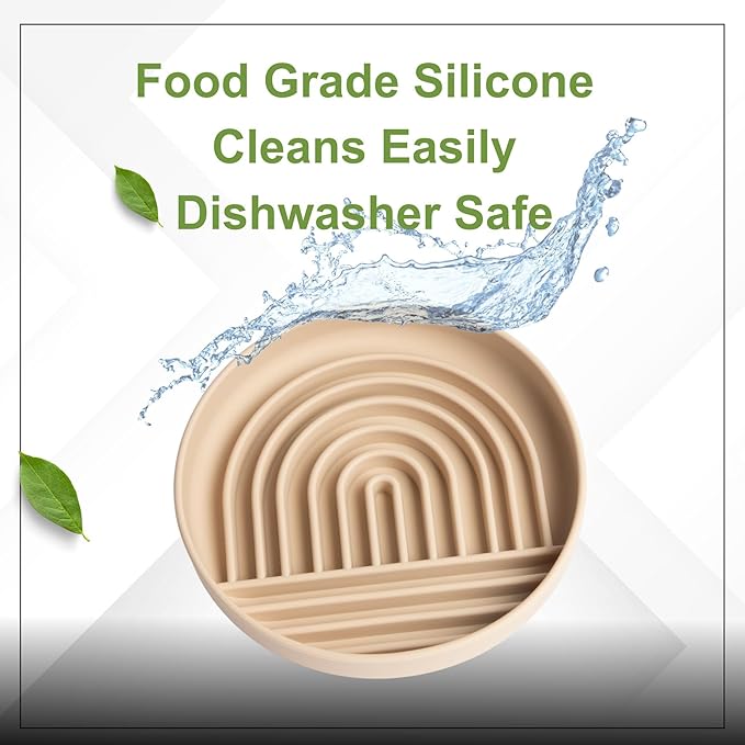Modern Rainbow Pet Slow Feeder Bowl, Silicone Slow Feeder for Dogs & Puppies, Slow Eating, Modern Lick Mat Design, Reduces Gulping, Dishwasher Fit, for All Breed, Durable Mealtime Puzzle (Terre Amber)