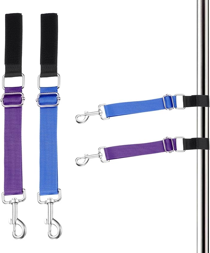 Dog Grooming Loop, Dog Grooming Harness Table Arm Accessories Adjustable Secure and Stable Extender Bathing Restraint Leashes (Blue/Purple, 2 Pcs), for Pet Bathing