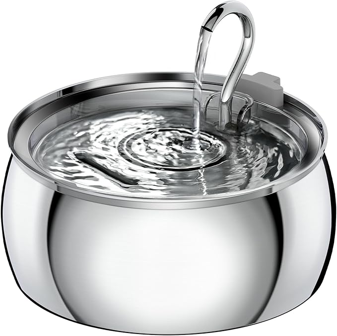 Cat Water Fountain Stainless Steel 4.0L/1.1Gal Cat Fountain for Drinking,Pet Water Fountain for Cats Indoor,Ultra-Quiet Pump,Multi-Filter System,Dishwasher Safe,Ideal for Multiple Pets