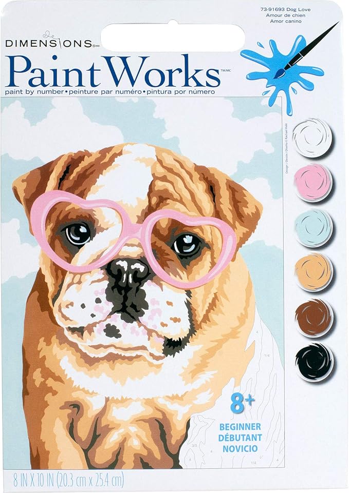 Dimensions , Dog Love, Paintworks Paint By Numbers Kit for Kids and Adults, 8'' x 10'