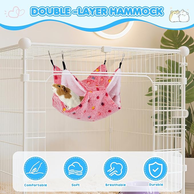 3 Pcs Guinea Pig Hammock, Rat Ferret Hamster Hanging Hammock Guinea Pig Accessories for Small Animals Chinchilla Parrot Sugar Glider Ferret Squirrel (11"×11")