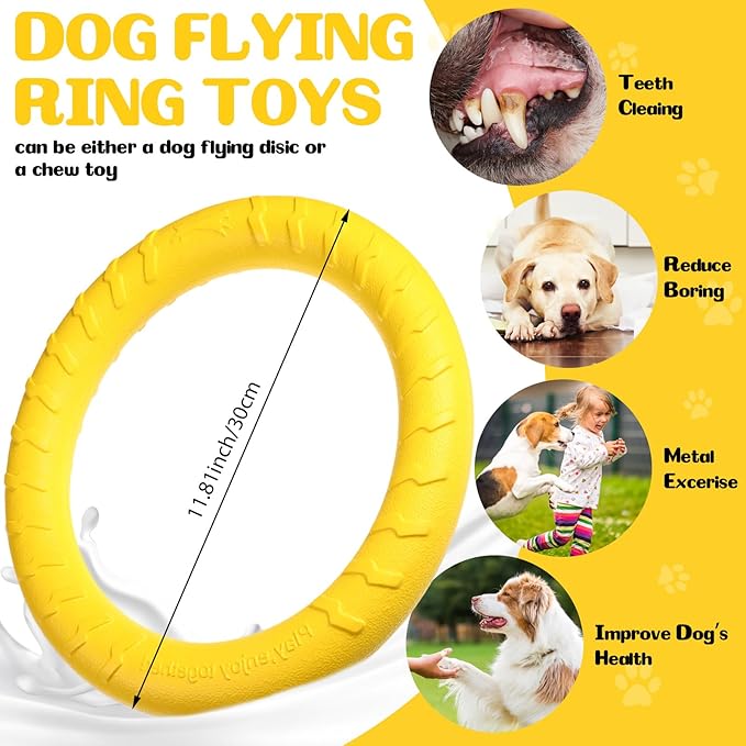 Jenaai 4 Pack Dog Ring Toy Dog Training Chew Toy for Outdoor Aggressive Durable Pet Chewers Floating Toys Puppy Ring for Large Medium Puppy Training(Colorful,11.81 Inch)
