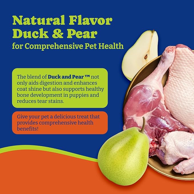 Dog Multivitamin Chewable Supplement - Dog Vitamins and Supplements - 180 Soft Chews, Duck & Pear Flavor - Joint, Skin & Coat Care - Vitamins A, B, C, D, E