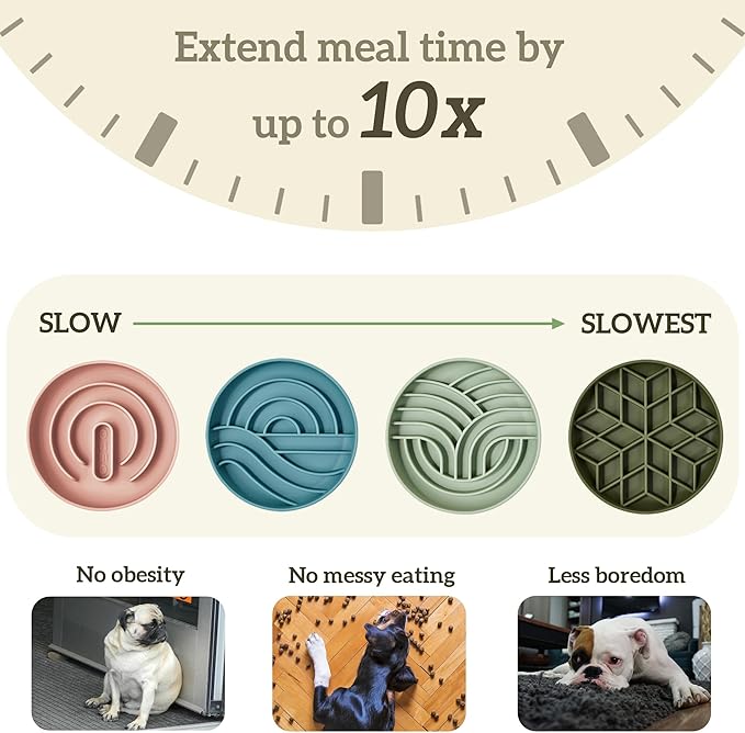 OHMO Slow Feeder Dog Bowls(Tree Life, Coral) Enrichment Soft Silicone Food Safe Feeding Bowl Non Slip Suction Cup for All Breed Pet, Cat Slow Down Eating Dishes, Boredom and Anxiety Reducer