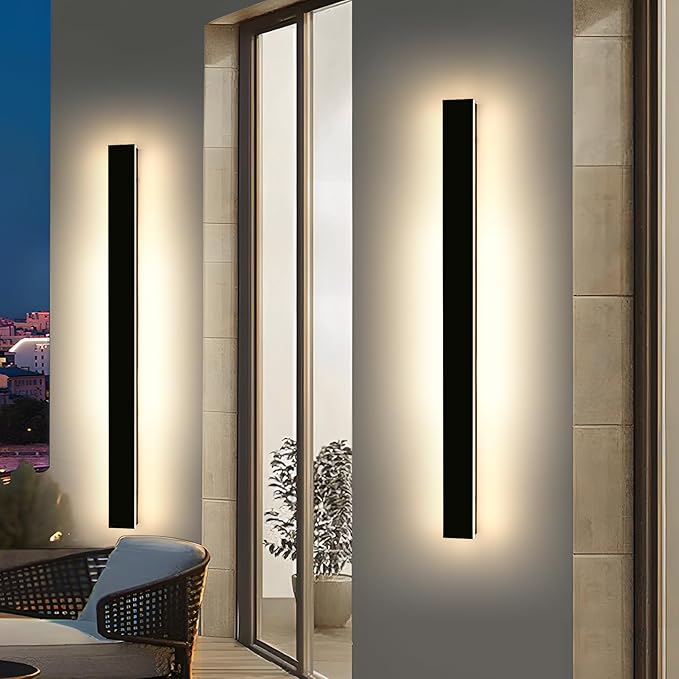 Mikeru 59inch Long LED Wall Light, 3000k Exterior Wall Sconces, Acrylic Invisible Exterior Wall Light for Porch Modern Outdoor Wall Mount Lighting for House Courtyard Balcony Porch Patio Garage