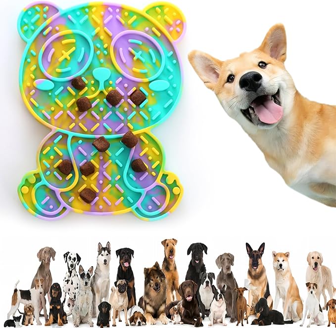 Lick Mat for Dogs Peanut Butter Licking Mats Slow Feeding Dog Bowl, Tattoo and Anxiety Reducer for Pet Food, Yogurt, Dog Bath, Dog Grooming and Dog Training