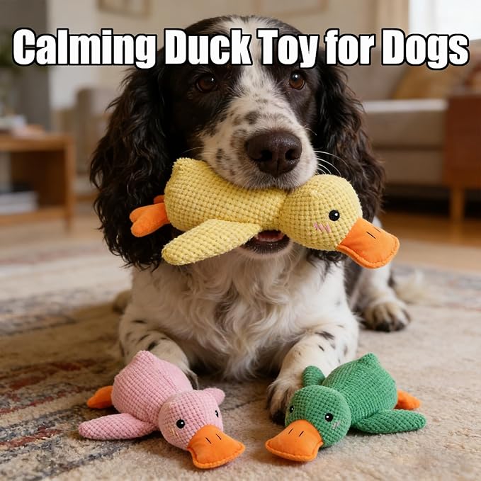 Anti-Destructive Pet Anxiety Relief Duck Toy, Calming Duck Toy for Dogs, 12.6in/32cm Dog Stress Relief Duck, 2026 New Upgraded Plush Soft Stuffed Puppy Dog Toy for Small Medium Dogs (Yellow-1 Pc)