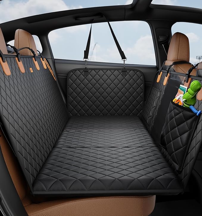 MADE 4 PETS Dog Car Seat Cover for Back Seat - Back Seat Extender for Dogs, Holds 400lbs, Waterproof & Non-Slip Dog Hammock for Car, 8-Layer Hard Bottom with PE Foam, Easy to Install & Clean