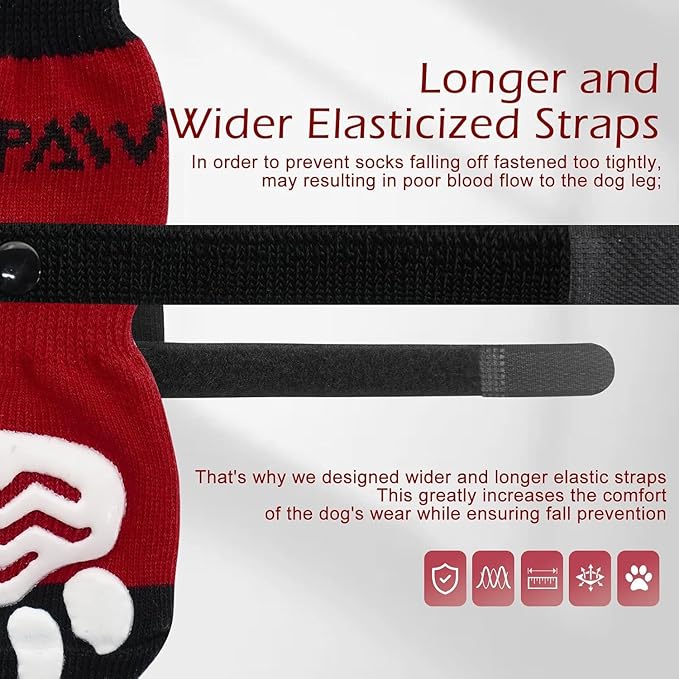EXPAWLORER 6PCS Anti-Slip Dog Socks to Prevent Licking Paws,Dog Shoes for Hot Pavement,Best Paw Protector Traction Control on Hardwood Floor,Dog Booties for Puppy Small Medium Large Senior Dogs