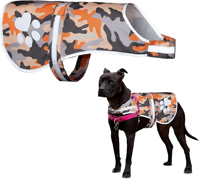 SafetyPUP XD Dog Reflective Vest – Hi-Vis Fluorescent Visibility That Helps to Safeguard Your Pet On/Off Leash in Urban & Rural Areas (Camo, Large)