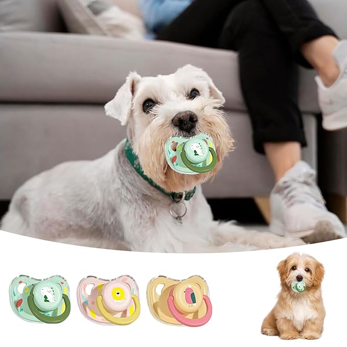 3Pcs New Calming Dog Pacifier Chew Toy, Dog Chewing Pacifier, Pet Silicone Chew Toy for Small Dog Cats (3 PCS, Mix)