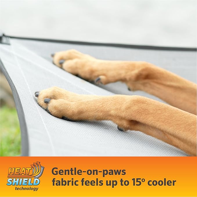 Coolaroo On-The-Go Elevated Dog Bed Kit – Portable & Cooling Travel Cot with HeatShield Fabric for Medium Dogs, Lightweight & Compact, Includes Matching Carry Bag & Pacific Blue Bonus Cover, Medium
