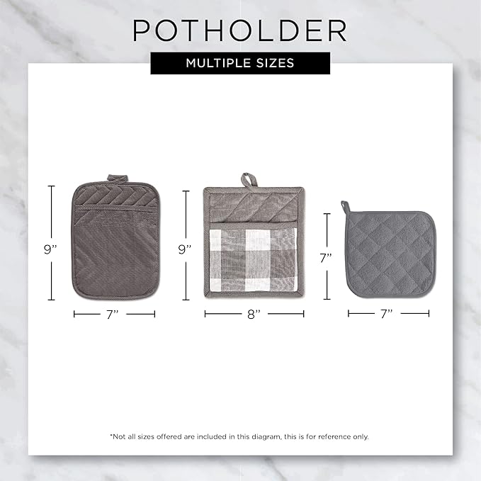 DII 100% Cotton Solid Chambray Kitchen Set, Potholders, Barn Red, 2 Piece