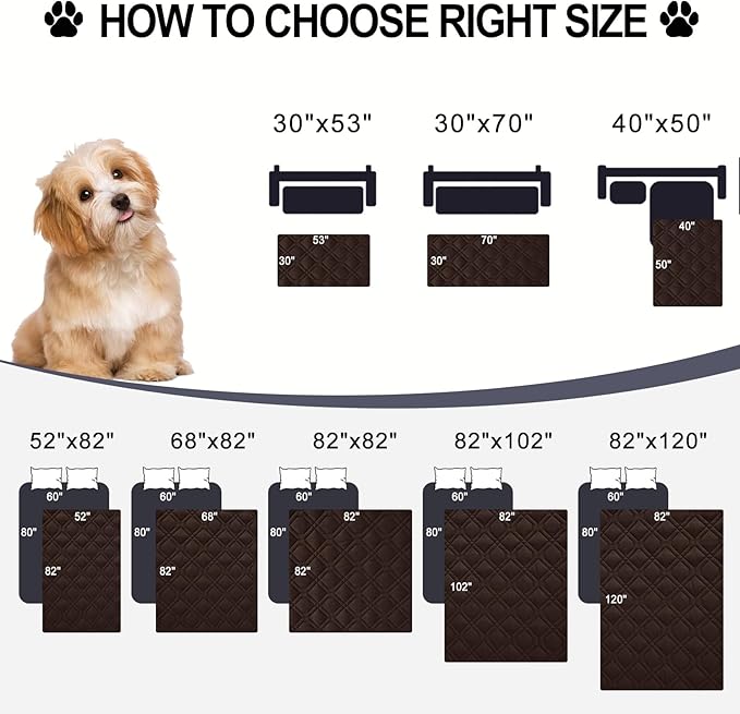 Smiry Waterproof Dog Blanket, 82x82 Inch Soft Pet Bed Cover Reversible, Washable Sofa Couch Furniture Protector for Small Medium Large Dog Puppy Cat, Geometric, Chocolate/Dark Grey