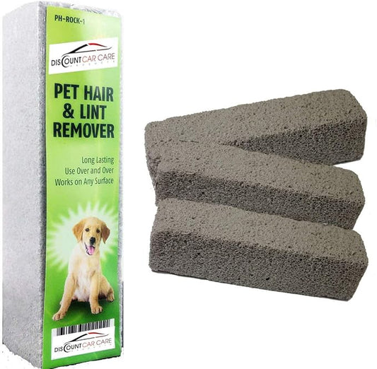 Pet Hair Remover Rock – 3 Pack Reusable Dog & Cat Hair Cleaner for Carpet, Upholstery & Auto Interiors – Easy Lint & Fur Removal Tool – No Roller or Brush