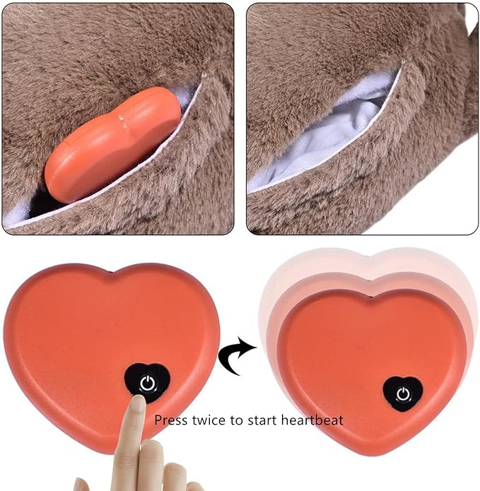 3T GROUP Puppy Heartbeat Toy Sleep Aid Dog Heartbeat Stuffed Animal Bear Toy for Puppy Essentials Anxiety Relief Plush Pillow Calming Aid Comfort Toys for Dogs(Coffee)