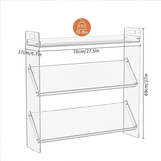 Acrylic Shoe Rack 3-Tier Clear Shoe Organizer for Closet, Shoe Shelf Storage for Entryway (Clear, 27.5“×6.7”×27“)