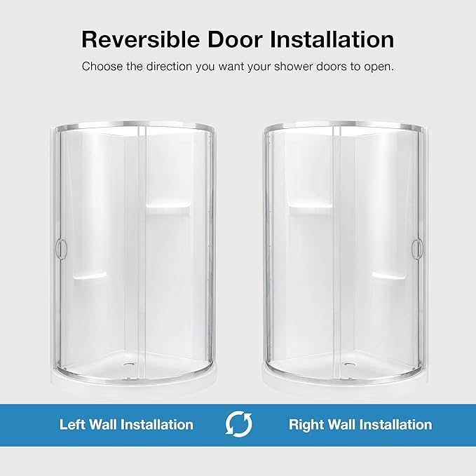 OVE Decors Breeze 34 in. Corner Shower Clear Sliding Door with Walls and Base in Satin Nickel Finish