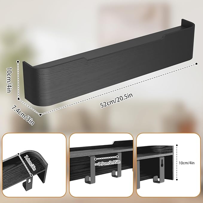 Coat Rack Wall Mount Entryway Organizer Modern Key Holder Wall Mount with Wooden Shelf Entryway Hooks for Bedroom Kitchen Hallway Bathroom for Hanging Coats Hats Dog Leashes Bags Towels