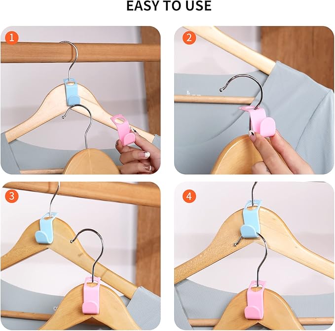 SLMT Space Saving Hanger Extender Hooks - 200PCS, Fits Plastic, Velvet, Wooden, Wire & Heavy Duty Hangers Closet Organizer