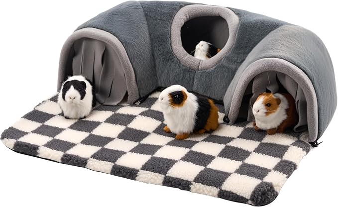 Avont Guinea Pig Hideout Tunnel, Large Hideaway Play Tube Toys Mat for Small Animal Dwarf Rabbits Bunny Chinchillas Hamsters Hedgehogs Ferrets Bearded Dragons and Rats -Grey