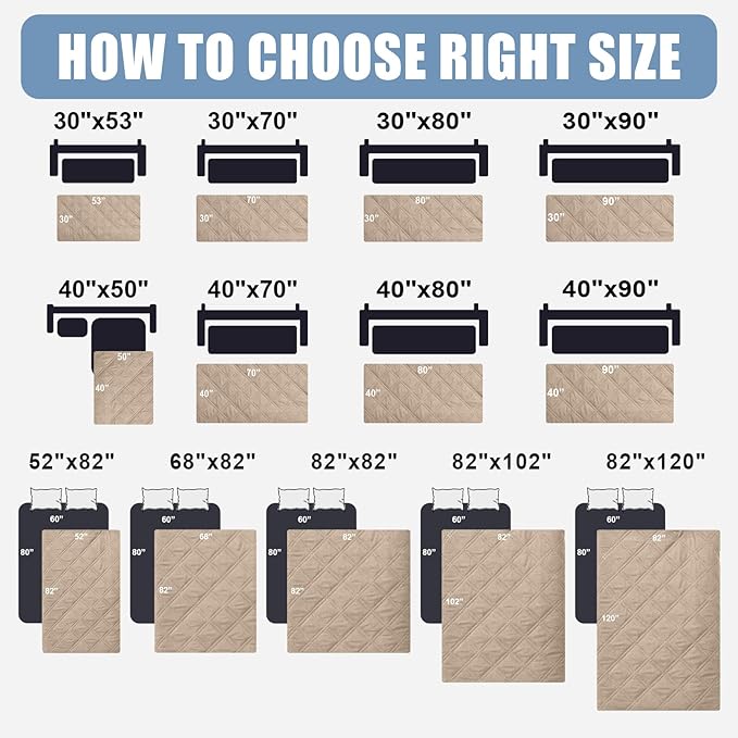 Smiry Waterproof Dog Bed Cover Pet Blanket, Soft Washable Dog Blanket for Furniture Bed Couch Sofa Reversible, Checkered (82"x82", Taupe/Beige)