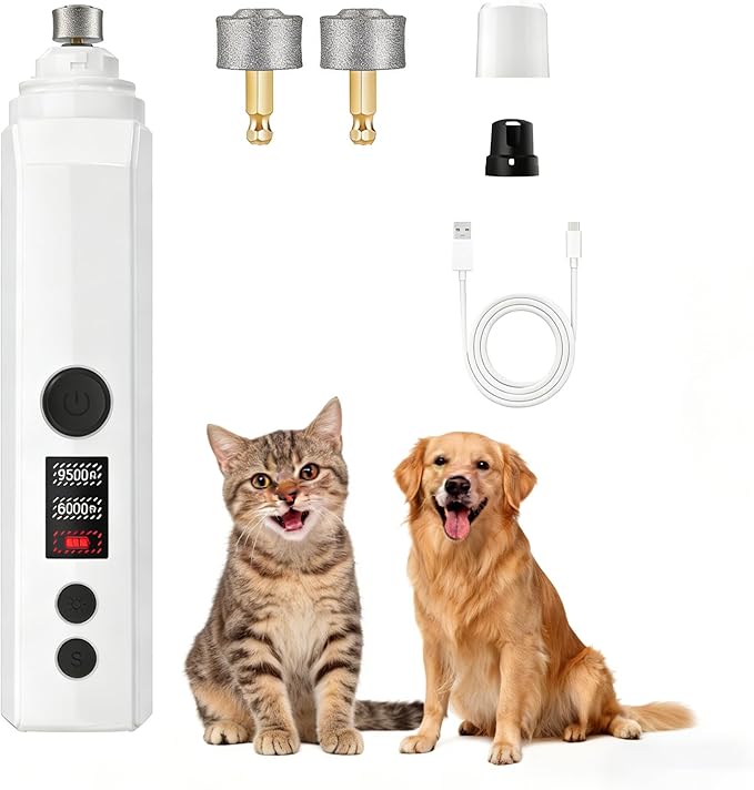 Silent Groom pro Nail Grinder, 2026 New Nail Grinder with 3 Adjustable Speeds & Led Light, Painless Paws Grooming for Small Medium Large Dogs & Cats (1+2*Replacement Head)