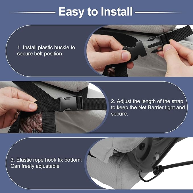 Dog Car Net Barrier, Secure Pet Travel Accessory, Breathable Dog Car Barrier, Ensures Safety During Rides, Black