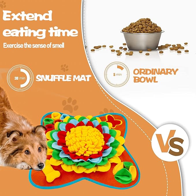 Snuffle Mat for Dogs Pet Treats Feeding Mat for Small/Medium Breed Dogs Non-Slip/Portable/Durable Interactive Dog Puzzle Toys Encourages Natural Foraging Skills (Blue)