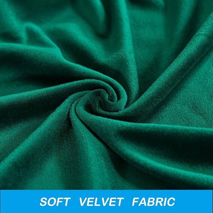 OBCREAT Wingback Chair Covers,2 Piece Stretch Velvet Wingback Chair Slipcover Soft Wing Chair Sofa Covers with Elastic Bottom,Armchair Couch Cover Furniture Protector for Living Room (Green)