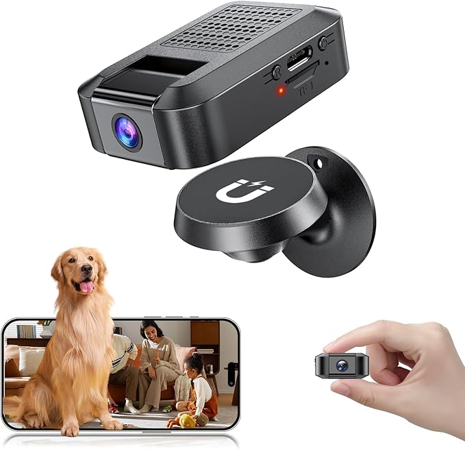 Mini Camera - 4K HD Wireless WiFi Indoor Nanny Camera with AI Human Detection, Night Vision, Magnetic Design, Cloud Storage & TF Card Storage, Supports APP Control for Home, Office, Baby, and Pet