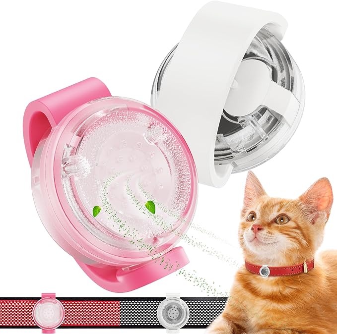 Cat Pheromone Calming Diffuser 2-Pack, Naturally Reduces Anxiety and Stress, Fits Pet Collars, Relieves Aggression and Tension(Pheromones and Refills not Included) (Pink+White)