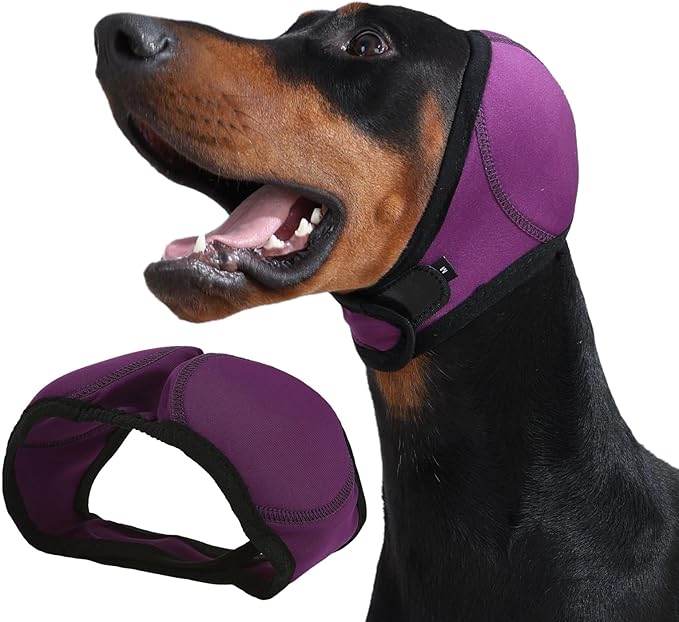 Dog Ear Muffs & Swim Cap and No Shake Ear Wrap for Bathing, Hematoma, Drying & Noise Anxiety Relief - Elastic Waterproof Ear Protection with Calming Hoodie for Grooming