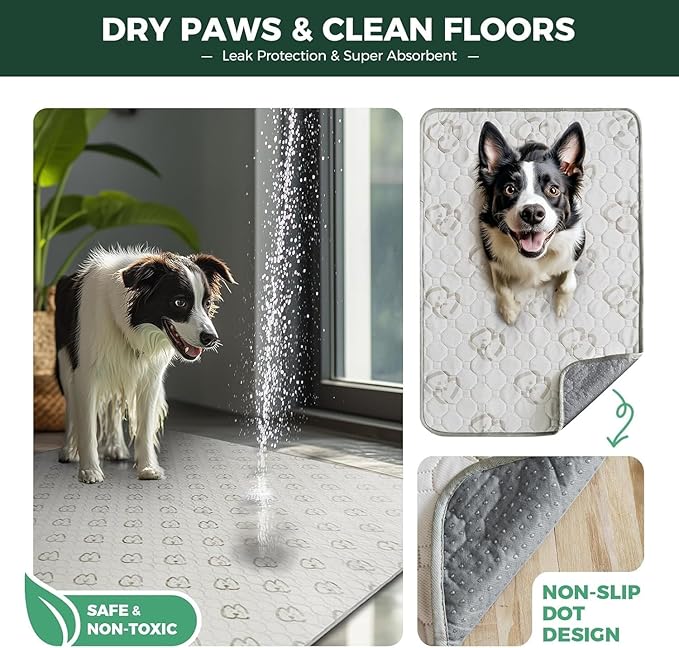FXW Washable Pee Pads for Dogs, Puppy Pads with Super Absorbent, Specifically Designed for FXW Rollick/Homeplus 24inch 8 Panels Dog Playpen, 39" x 85" Rectangle, Khaki, 1 Pack