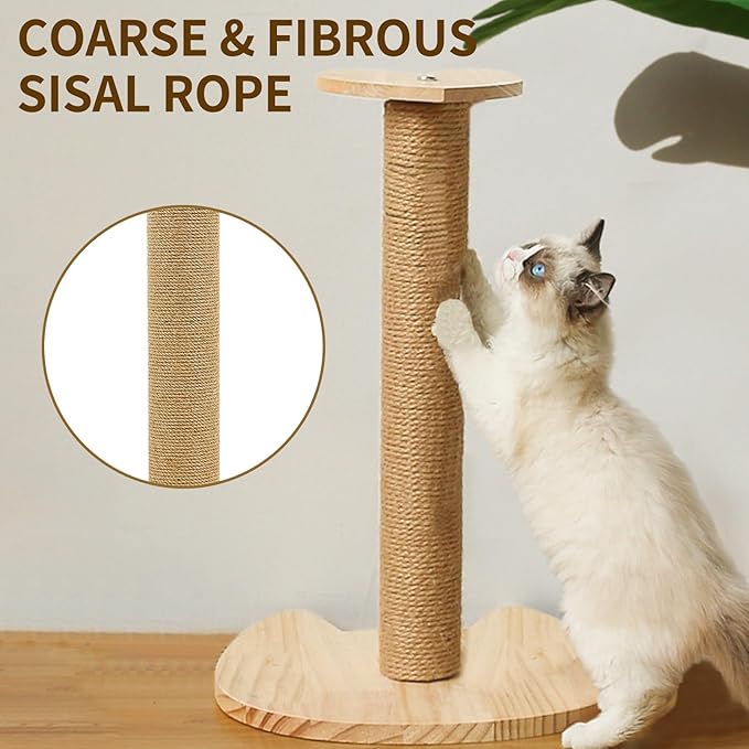 Fhiny 4PCS Cat Scratching Post Replacement 15" Natural Sisal Spare Extension Scratch Post for Cats Tree DIY Craft Refill Pole Parts Hemp Rope Scratcher Climbing Perch for Indoor Kitten White