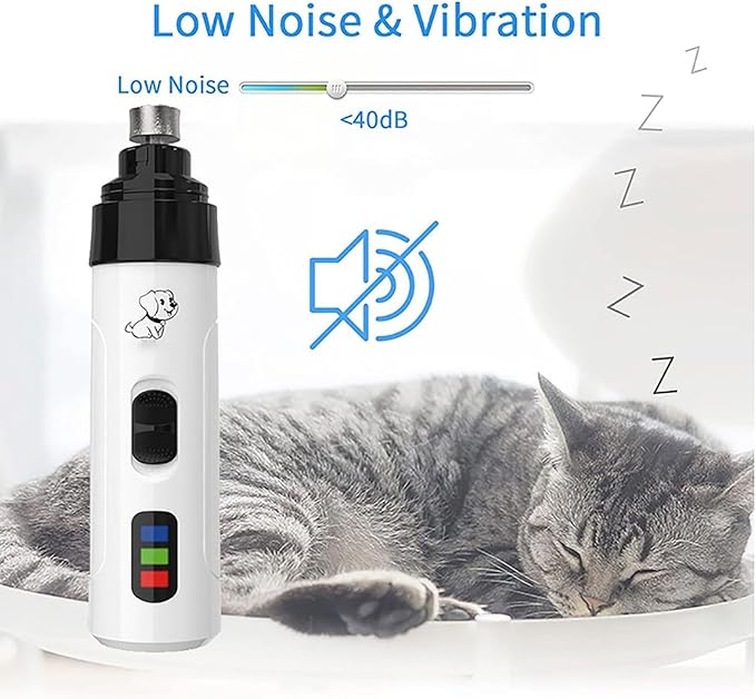 2026 Electric Dog Nail Grinder & Trimmer - Rechargeable, Quiet, Low Vibration Pet Grooming Tool for Small & Large Dogs - Safe Paws Clipper with LED Light for Professional Home Grooming(1Pcs)