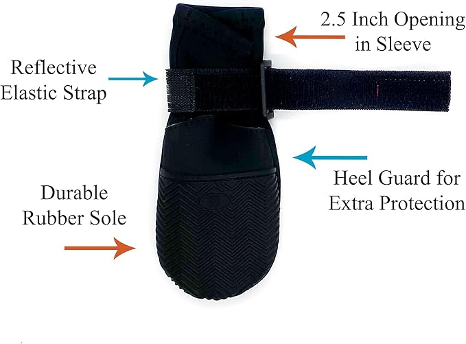 All Weather Neoprene Paw Protector Dog Boots with Reflective Straps in 5 Sizes! (Black Small)